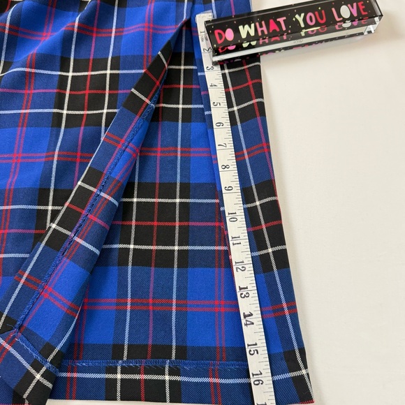 ZARA Blue Plaid Asymmetrical Set/Off-The-Shoulder Top & Ruched Slit Midi Skirt - Picture 7 of 16